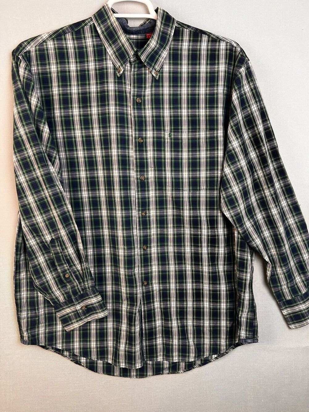 Izod Plaid Shirt Men's Large Cotton Casual Outdoors Work Classic Button Down
